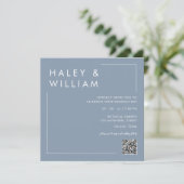 Invitation Mariage photo moderne Dusty Blue Minimalist (Debout devant)