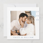 Invitation Mariage photo moderne Dusty Blue Minimalist (Dos)