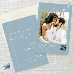 Invitation Mariage photo moderne Dusty Blue Qr Code