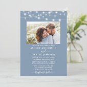 Invitation Mariage photo moderne Dusty Blue String (Debout devant)