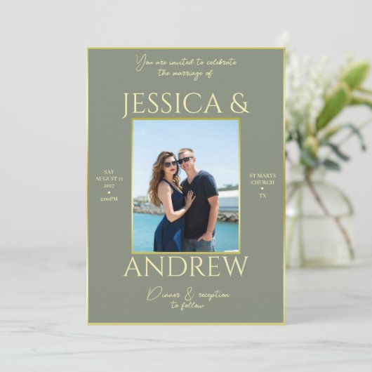 Invitation Mariage photo moderne Elegance (Debout devant)