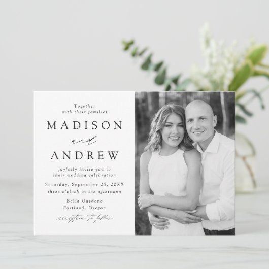 Invitation Mariage photo moderne Elegance (Debout devant)