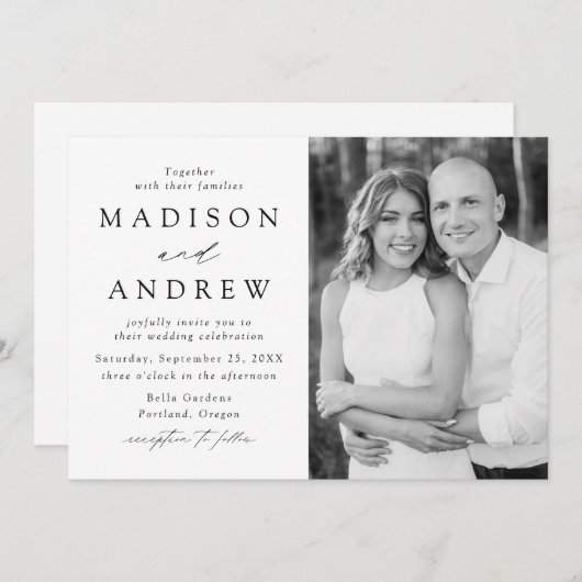 Invitation Mariage photo moderne Elegance (Devant / Derrière)