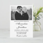 Invitation Mariage photo moderne Elégant Couple BxW rayé (Debout devant)