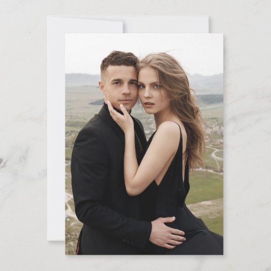 Invitation Mariage photo moderne élégant de typographie noire (Dos)