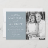 Invitation Mariage photo moderne Elegant Dusty Blue (Devant)