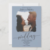 Invitation Mariage photo moderne Elegant Dusty Blue (Devant)