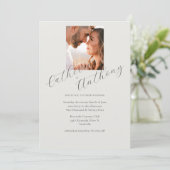 Invitation Mariage photo moderne Elegant Gold Floral (Debout devant)