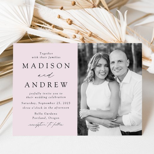 Invitation Mariage photo moderne Elegant Lavender