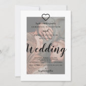 Invitation Mariage photo moderne élégant noir blanc recouvert (Devant)