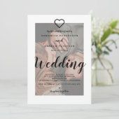 Invitation Mariage photo moderne élégant noir blanc recouvert (Debout devant)