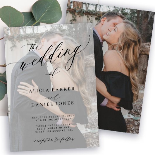 Invitation Mariage photo moderne élégant noir et blanc