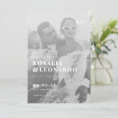 Invitation Mariage photo moderne élégant noir et blanc (Debout devant)