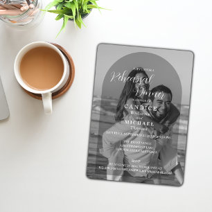 Invitation Mariage photo moderne élégant noir et blanc Arc