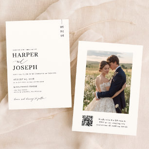 Invitation Mariage photo moderne élégant QR Code