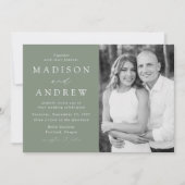 Invitation Mariage photo moderne Elegant Sage Green (Devant)