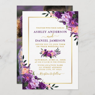 Invitation Mariage photo moderne élégant violet