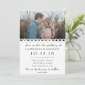 Invitation Mariage photo moderne Elegant White Lace (Debout devant)