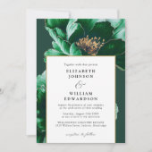 Invitation Mariage photo moderne Emerald Green et Gold Floral (Devant)