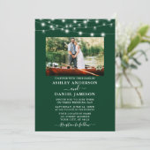 Invitation Mariage photo moderne Emerald Green Lights (Debout devant)