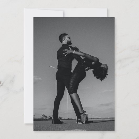 Invitation Mariage photo moderne en noir et blanc (Dos)