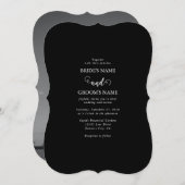Invitation Mariage photo moderne en noir et blanc (Devant / Derrière)