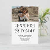 Invitation Mariage photo moderne en noir et blanc (Debout devant)