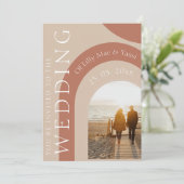 Invitation Mariage photo moderne en terre cuite (Debout devant)