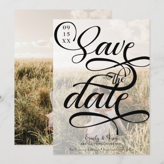 Invitation Mariage photo moderne Enregistrer la date Invitati (Devant / Derrière)