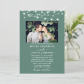 Invitation Mariage photo moderne Eucalyptus Green Lights (Debout devant)