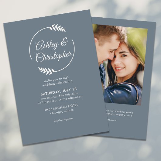 Invitation Mariage photo moderne Folift Frame Ardoise Gris