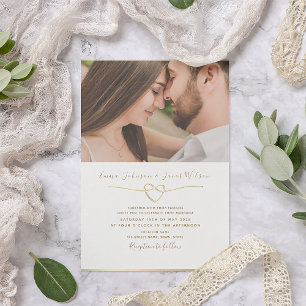 Invitation Mariage photo moderne Gold et White