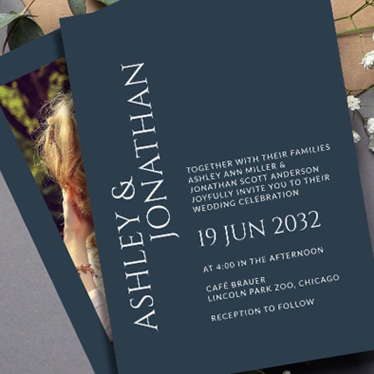 Invitation Mariage photo moderne Gras & Minimaliste