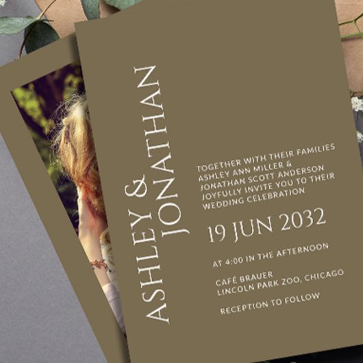 Invitation Mariage photo moderne Gras & Minimaliste