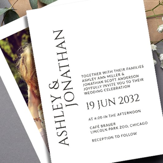 Invitation Mariage photo moderne Gras & Minimaliste