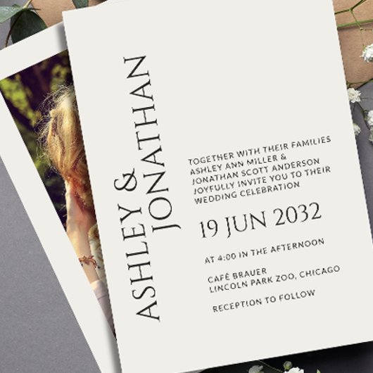 Invitation Mariage photo moderne Gras & Minimaliste