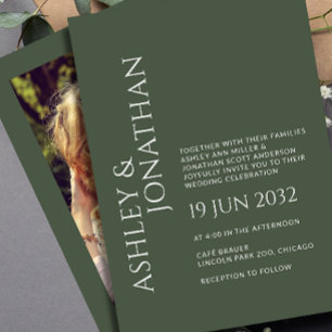 Invitation Mariage photo moderne Gras & Minimaliste