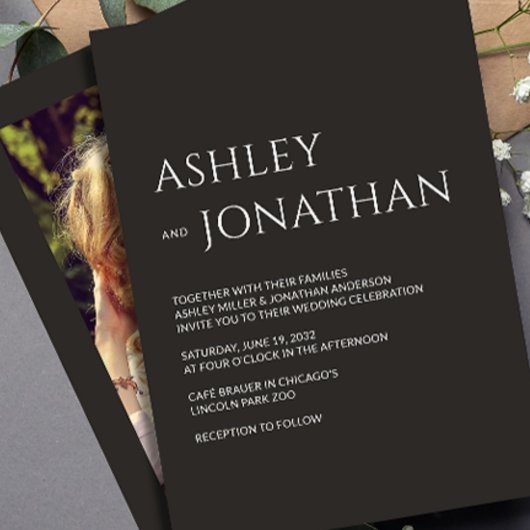 Invitation Mariage photo moderne Gras & Minimaliste