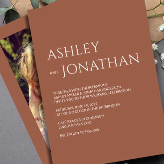 Invitation Mariage photo moderne Gras & Minimaliste