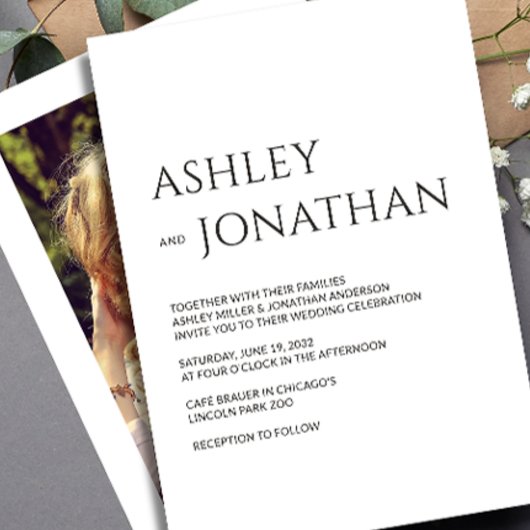 Invitation Mariage photo moderne Gras & Minimaliste