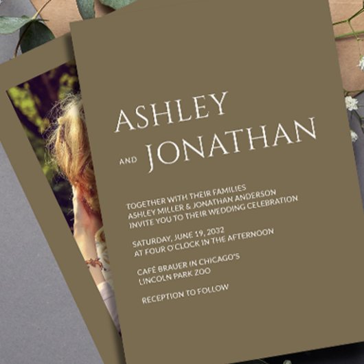 Invitation Mariage photo moderne Gras & Minimaliste