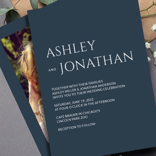 Invitation Mariage photo moderne Gras & Minimaliste