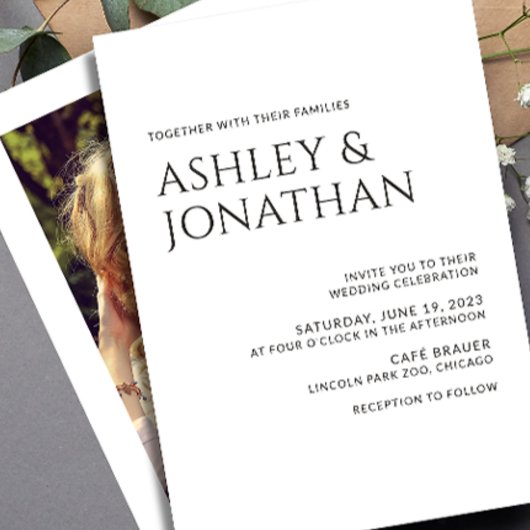 Invitation Mariage photo moderne Gras & Minimaliste