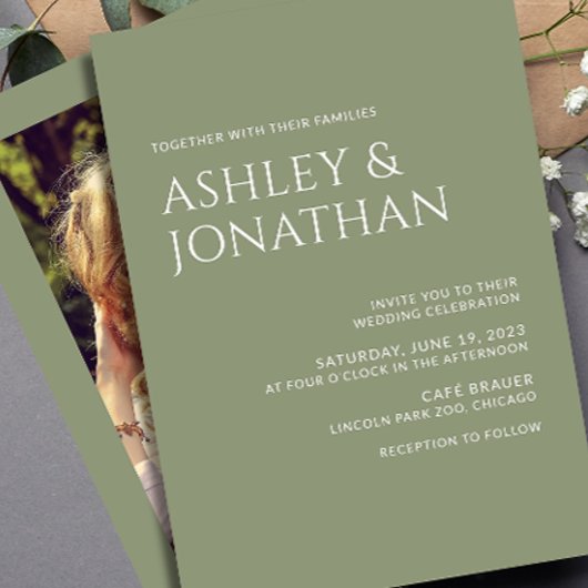 Invitation Mariage photo moderne Gras & Minimaliste