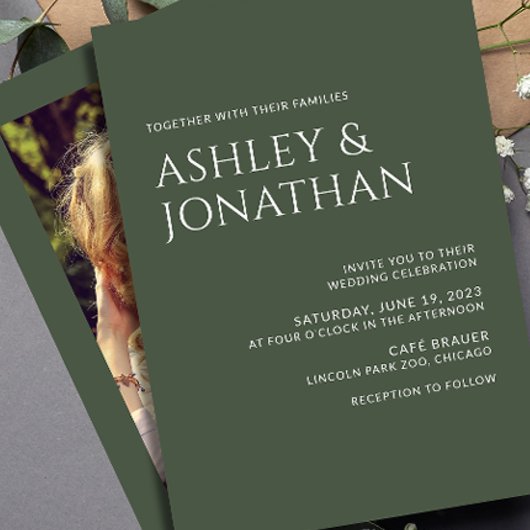 Invitation Mariage photo moderne Gras & Minimaliste