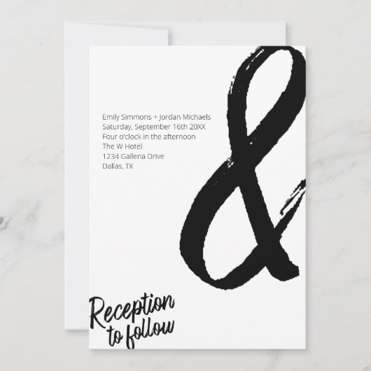 Invitation Mariage photo moderne Gras Script Noir Blanc "&" I (Devant)
