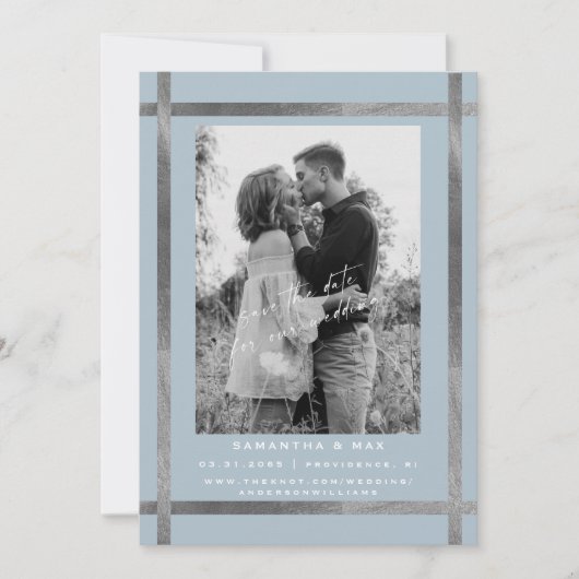 Invitation Mariage photo moderne Icy Blue & Silver (Devant)