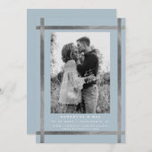 Invitation Mariage photo moderne Icy Blue & Silver (Devant / Derrière)