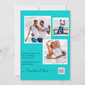 Invitation Mariage PHOTO moderne Inviter QR CODE RSVP TURQUOI (Devant)
