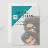 Invitation Mariage PHOTO moderne Inviter QR CODE RSVP TURQUOI (Devant)